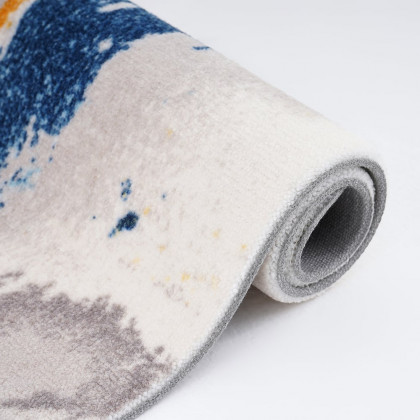 HMR - 5'x 7' Modern Abstract Area Rug in Blue & Gold Rectangular Decorative Carpet