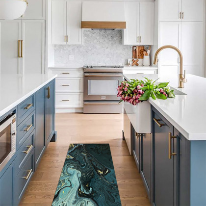 HMR - 2PCS Modern Abstrict Kitchen Runner Rug Set Non-slip Thickened Anti-Fatigue Kitchen Mat