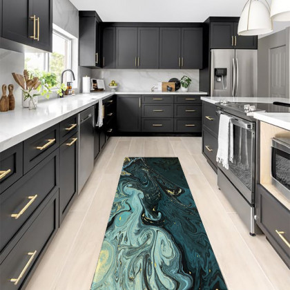 HMR - 2PCS Modern Abstrict Kitchen Runner Rug Set Non-slip Thickened Anti-Fatigue Kitchen Mat