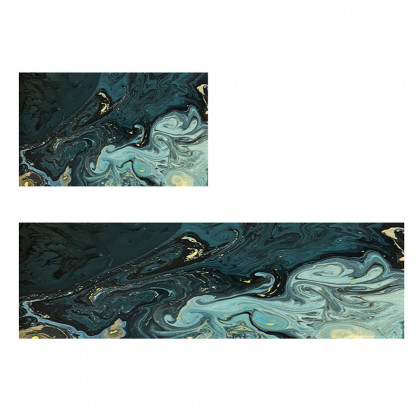 HMR - 2PCS Modern Abstrict Kitchen Runner Rug Set Non-slip Thickened Anti-Fatigue Kitchen Mat