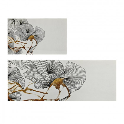 HMR - 2PCS Gold Abstract Geometric Kitchen Running Mat Non-slip Absorbent Kitchen Rug Set