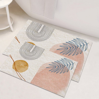 HMR - Modern Non-Slip Soft Bath Mat Set Abstract Bathroom Rugs 16" x 24" & 20" x 32" (2-Pieces)