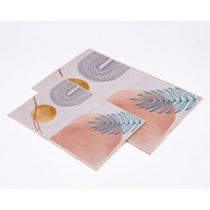 HMR - Modern Non-Slip Soft Bath Mat Set Abstract Bathroom Rugs 16" x 24" & 20" x 32" (2-Pieces)