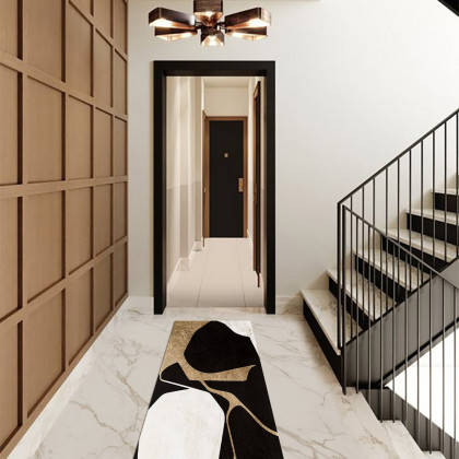 HMR - 2PCS Abstract Gold&Black Diatom Mud Running Mat Non-slip Absorbent Kitchen Rug Set