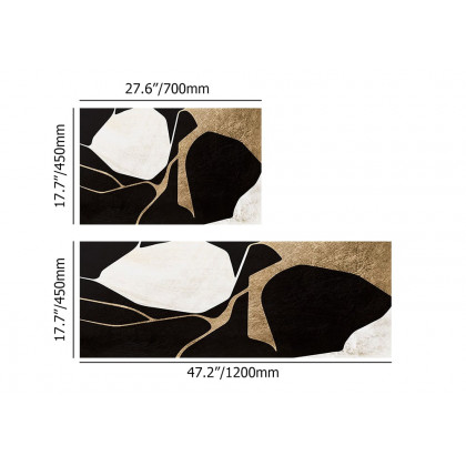 HMR - 2PCS Abstract Gold&Black Diatom Mud Running Mat Non-slip Absorbent Kitchen Rug Set