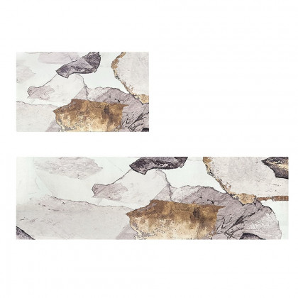 HMR - 2 Pieces Modern Gold Kitchen Runner Mats Non-slip Abstract Kitchen Mat Set