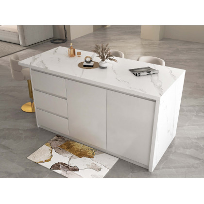 HMR - 2 Pieces Modern Gold Kitchen Runner Mats Non-slip Abstract Kitchen Mat Set