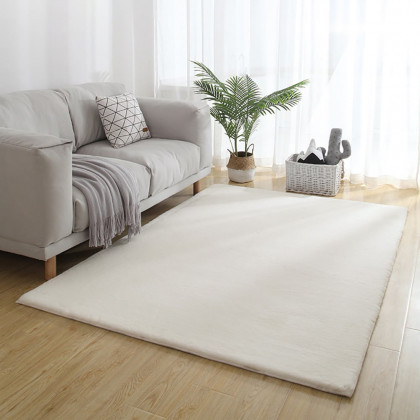 HMR - 6' x 9' Beige Shag Faux Rabbit Fur Fluffy and Thick Rectangle Area Rug for Living Room
