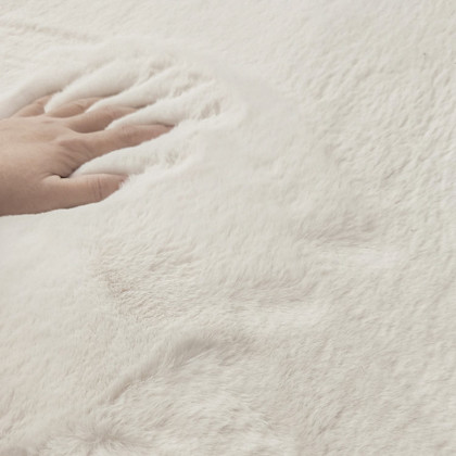 HMR - 6' x 9' Beige Shag Faux Rabbit Fur Fluffy and Thick Rectangle Area Rug for Living Room