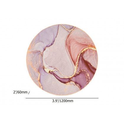 HMR Modern Abstract Round 4' x 4' Area Rug - Pink/Gold/Gray