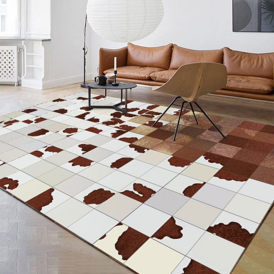 HMR - 5' x 7' Modern Checkered Area Rug Geometric Decorative Carpet for Living Room Bedroom