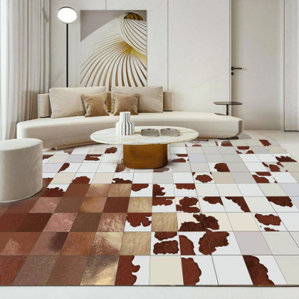 HMR - 5' x 7' Modern Checkered Area Rug Geometric Decorative Carpet for Living Room Bedroom