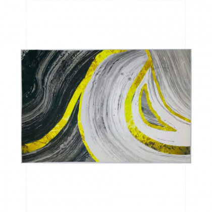 HMR - 3'x 5' Art Deco Black & Gold Abstract Area Rug Living Room Carpet with Marble Print