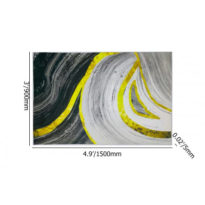 HMR - 3'x 5' Art Deco Black & Gold Abstract Area Rug Living Room Carpet with Marble Print
