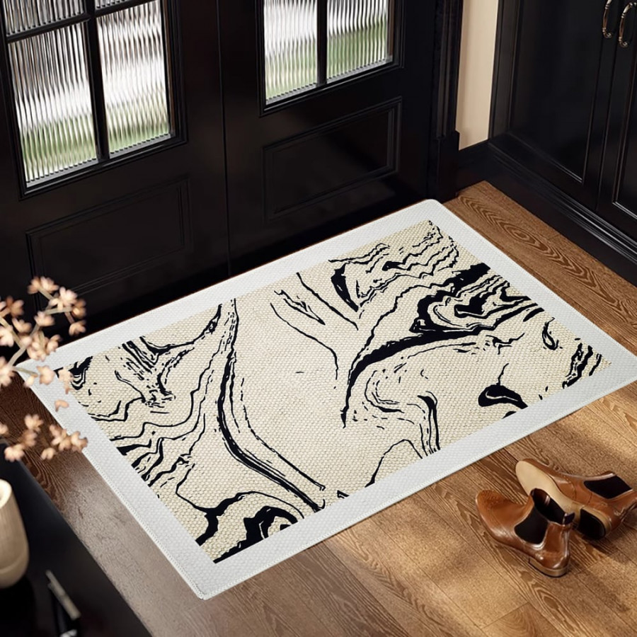 HMR - 2' x 3' Morden Abstract Non-slip Front Door Mat Boucle Entryway Rug Washable Bath Mat