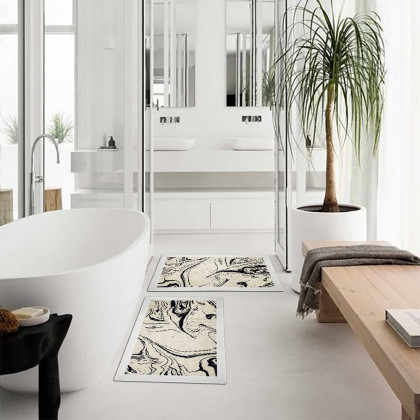 HMR - 2' x 3' Morden Abstract Non-slip Front Door Mat Boucle Entryway Rug Washable Bath Mat