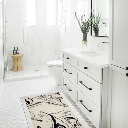 HMR - 2' x 3' Morden Abstract Non-slip Front Door Mat Boucle Entryway Rug Washable Bath Mat