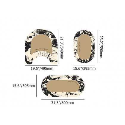 HMR - 3PCS Modern Black & White Diatom Mud Non-slip Bathroom Mat Abstract Bath Rug Set