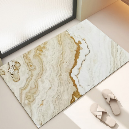 HMR - 2 Pieces Modern Marble Washable Kitchen Runner Mats Non-slip absorbent Kitchen Mat Set