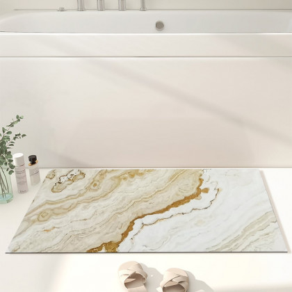 HMR - 2 Pieces Modern Marble Washable Kitchen Runner Mats Non-slip absorbent Kitchen Mat Set