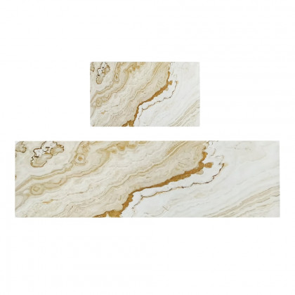 HMR - 2 Pieces Modern Marble Washable Kitchen Runner Mats Non-slip absorbent Kitchen Mat Set