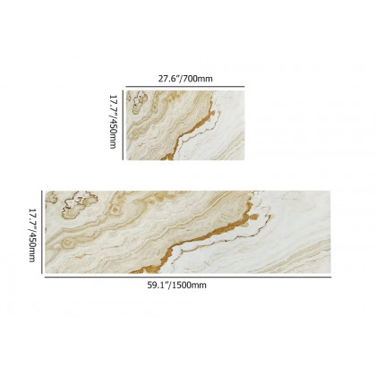 HMR - 2 Pieces Modern Marble Washable Kitchen Runner Mats Non-slip absorbent Kitchen Mat Set