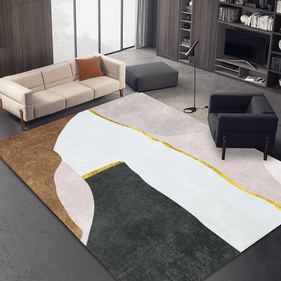 HMR Modern Abstract Geometric Faux Cashmere Indoor Area Rug Living Room Bedroom - 3' x 5'
