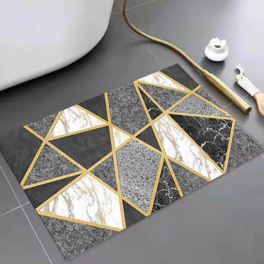 HMR - Modern Geometric Non-Slip Soft Bath Mat 16" x 24" Rectangle Abstract Bathroom Rug