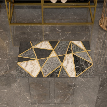 HMR - Modern Geometric Non-Slip Soft Bath Mat 16" x 24" Rectangle Abstract Bathroom Rug