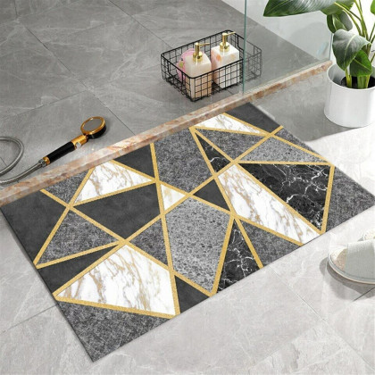 HMR - Modern Geometric Non-Slip Soft Bath Mat 16" x 24" Rectangle Abstract Bathroom Rug