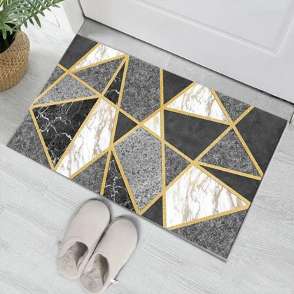 HMR - Modern Geometric Non-Slip Soft Bath Mat 16" x 24" Rectangle Abstract Bathroom Rug