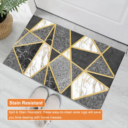 HMR - Modern Geometric Non-Slip Soft Bath Mat 16" x 24" Rectangle Abstract Bathroom Rug