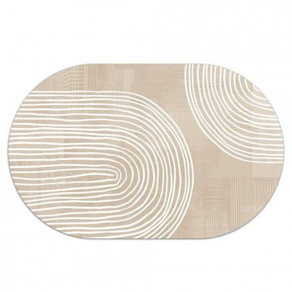 HMR - 4 Pieces Japandi Light Khaki Diatom Mud Non-Slip Bath Mat Abstract Bath Rug Set