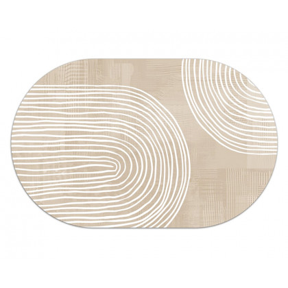 HMR - 4 Pieces Japandi Light Khaki Diatom Mud Non-Slip Bath Mat Abstract Bath Rug Set