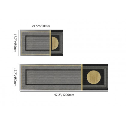 HMR - 2 Pieces Modern Dark Gray Kitchen Runner Mats Non-slip Geometric Kitchen Rug Set