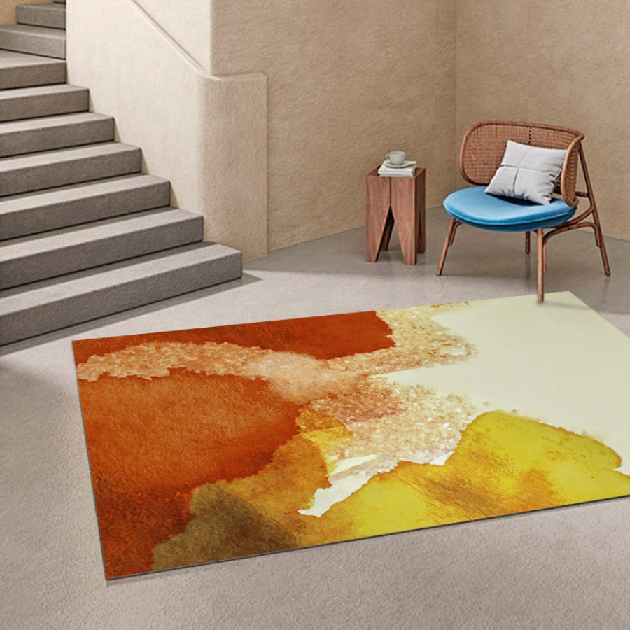 HMR - 6' x 9' Modern Orange Faux Cashmere Area Rug for Living Room & Bedroom