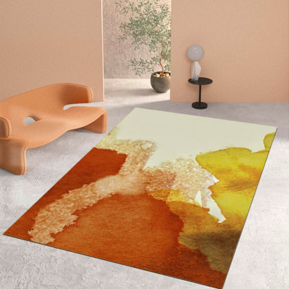 HMR - 6' x 9' Modern Orange Faux Cashmere Area Rug for Living Room & Bedroom
