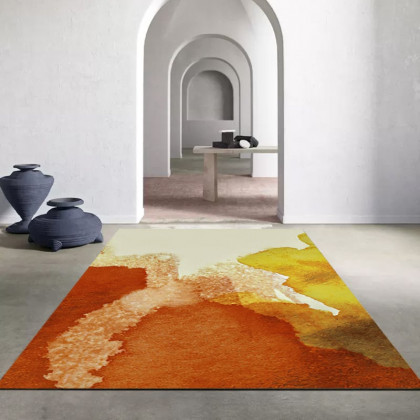 HMR - 6' x 9' Modern Orange Faux Cashmere Area Rug for Living Room & Bedroom
