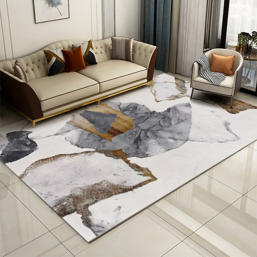 HMR - 3' x 5' Art Deco Faux Cashmere Area Rug with Abstract Pattern Decorative Carpet