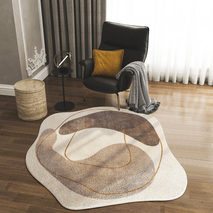 HMR - 3' x 3' Modern Round Faux Cashmere Area Rug Living Room & Bedroom Decorative Carpet