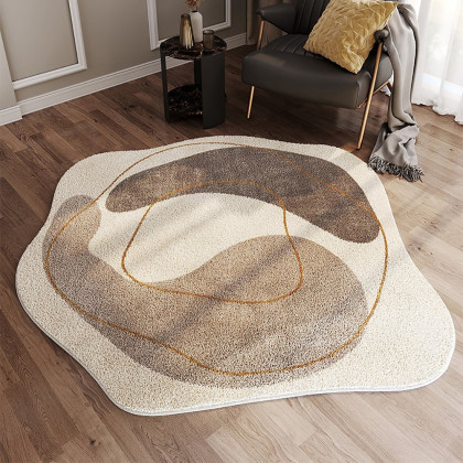 HMR - 3' x 3' Modern Round Faux Cashmere Area Rug Living Room & Bedroom Decorative Carpet