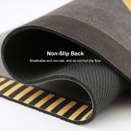 HMR - Modern Black & Gold Bath Tub Mat Set Non-Slip Rubber Backing 20" x 32" & 16" x 24" (2-Pieces)