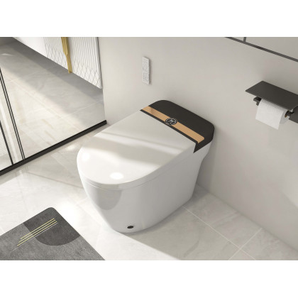 HMR - Modern Black & Gold Bath Tub Mat Set Non-Slip Rubber Backing 20" x 32" & 16" x 24" (2-Pieces)