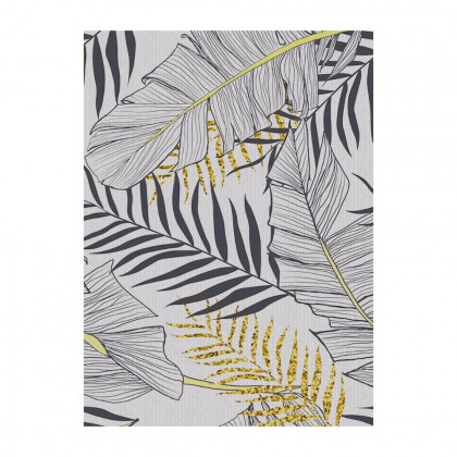 HMR - 8ft Gold & Black Tropical Banana Leaf Polyester Indoor/Outdoor Non-slip Washable Rug