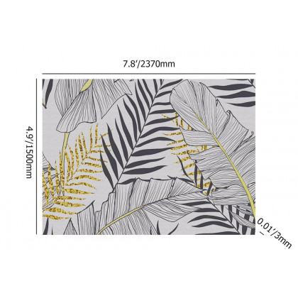HMR - 8ft Gold & Black Tropical Banana Leaf Polyester Indoor/Outdoor Non-slip Washable Rug