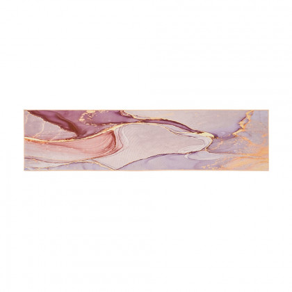 HMR Modern Abstract Rectangular 2' x 8' Area Rug - Pink/Gold/Gray