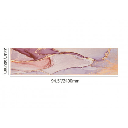 HMR Modern Abstract Rectangular 2' x 8' Area Rug - Pink/Gold/Gray