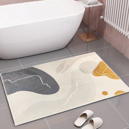 HMR - 20" x 32" Modern Geometric Bath Mat Set Faux Cashmere Soft Bathroom Rugs (2-Pieces)