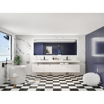 HMR - 20" x 32" Modern Geometric Bath Mat Set Faux Cashmere Soft Bathroom Rugs (2-Pieces)