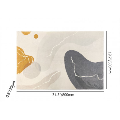 HMR - 20" x 32" Modern Geometric Bath Mat Set Faux Cashmere Soft Bathroom Rugs (2-Pieces)